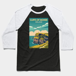 A Vintage Travel Art of the Cliffs of Moher - Ireland Baseball T-Shirt